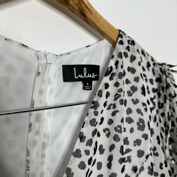 LULU'S Rules of the Jungle Black and White Leopard Print Midi Dress womens S - Picture 4 of 8